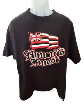 Hawaii's Finest Men's Hawaiian Flag Black Short Sleeve Tee Shirt Men 2XL